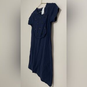Crewcuts Cotton Midnight Blue Dress with Embellished Detail